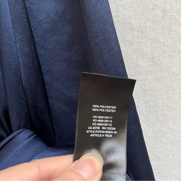 Aritzia Wilfred Navy Satin Button Front Long Sleeve Midi Dress Size S - Picture 11 of 11